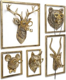 Animal Heads Wall Decor (5pcs