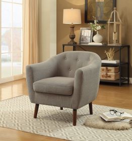Beige Fabric Upholstered Accent Chair 1pc Espresso Finish Legs Button Tufted Solid Wood Furniture Living Room Chair