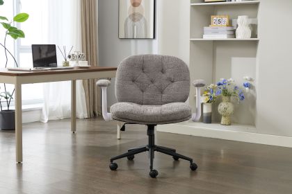 Criss Cross Chair with Flip-Up Armrests, Rolling Cross Legged Office Chair, Comfy Wide-Seat Swivel Chair for Women