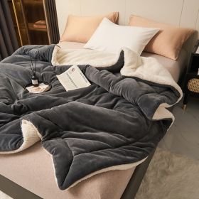 1PC Reversible Sherpa Throw Blanket, Thick Warm Plush Fleece Blanket For Sofa Couch Bed (Option: 79x91 inch-Dark Grey)