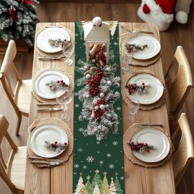 Christmas Table Runner 13x72 Inch, Xmas Trees Snowflakes Holiday Decorative Farmhouse Table Decoration For Kitchen Dinning, Indoor Outdoor Dinner (Option: Defaulttitle)