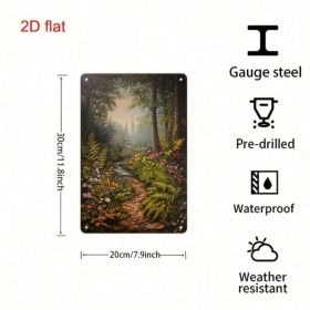 1pc Vintage Forest Path Metal Sign 7.9x11.8, Rustproof 2D Flat Poetic Plaque (Option: Tin)