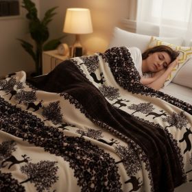 1PC Soft Fleece Throw Blanket, Lightweight Warm Plush Blanket For Camping Sofa Bedroom (Option: Brown-90x90 inch)