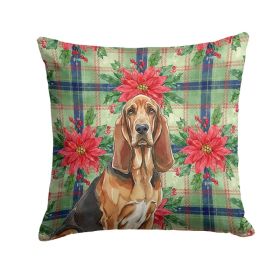 Liver and Tan Bloodhound Christmas PoinsettIas Throw Pillow Decorative Indoor Outdoor Accent Cushion for Couch, Bed or Patio, 18Hx18W (Option: Default)