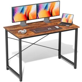 Computer Desk for Home Office, Modern Study Work Table Simple Style for Bedroom, Writing Desks with X-Shaped Reinforcement (Option: brown/40IN)