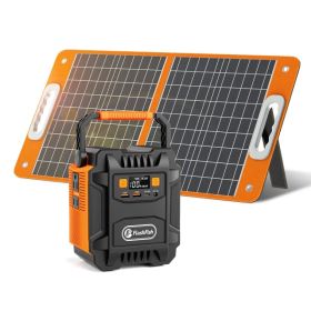 200W (Peak 400W) Portable Power Station with 60W Solar Panel,Power Backup Lithium Battery 172.8Wh Power Supply withAC Outlet DC Port USB QC3.0 So (Option: 200W Power Station &60W Solar Panel)