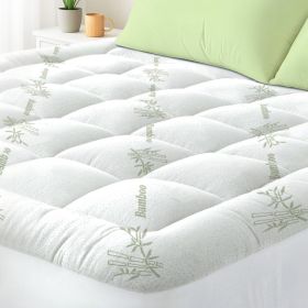 Queen Mattress Topper Viscose Derived From Bamboo, Cooling Thick Pillow Top Mattress Pad With Deep Pocket For 8-21 Mattress, Soft Breathable Matt (Option: Green-75x54 inches)