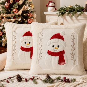Christmas Pillow Covers 18x18 Inch 2Pcs Snowman Christmas Plush Room Decor (Option: White)