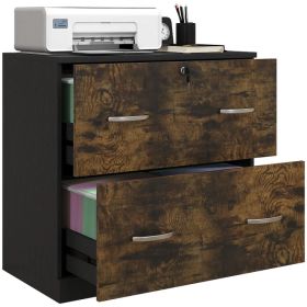 2 Drawer File Cabinet with Lock, Office Filing Cabinet, Hanging Bar for Letter Size, Home Office, Rustic Brown (Option: Rustic Brown)