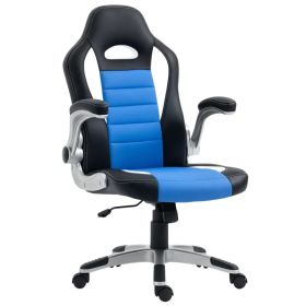 Racing Gaming Chair PU Leather Office Chair Executive Computer Desk Chair with Adjustable Height, Flip Up Armrest, Swivel Wheels, Blue (Option: Blue, Black, White)