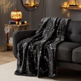 Halloween Lounge Throw Blanket Night Dancing Skeletons 60 X 70 Inch, Soft Cozy Halloween Blanket For Home Decor (Option: Night Dancing Skeletons)