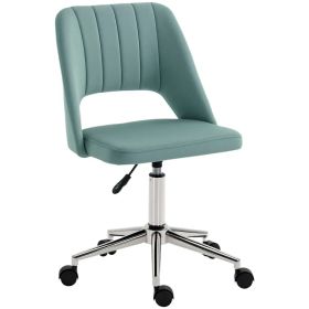 Mid Back Office Chair Velvet Fabric Swivel Scallop Shape Computer Desk Chair, Green (Option: Green)