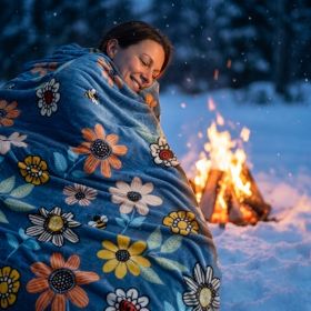 1PC Soft Fleece Throw Blanket, Lightweight Warm Plush Blanket For Camping Sofa Bedroom (Option: Blue-28x39 inch)