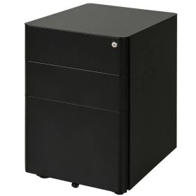 Metal Filing Cabinet 3 Drawer, Mobile Office Cabinet with Wheels for Legal, Letter, A4 File, Black (Option: Black)
