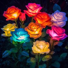 Solar Lights Outdoor Waterproof For Garden Decor, 4 Pack Solar Garden Lights For Outside, Outdoor Solar Lights For Yard With Solar Flowers Lights (Option: Defaulttitle)