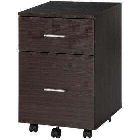 Mobile Filing Cabinet, Vertical File Cabinet with 2 Drawers, Wheels, for Letter or A4 File, Brown (Option: Brown)