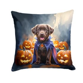 Chocolate Labrador Retriever Puppy Halloween Throw Pillow Machine Washable, Indoor Outdoor Decorative Pillow for Couch, Bed or Patio, 14Hx14W (Option: Default)