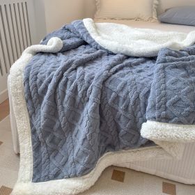 1PC Reversible Sherpa Throw Blanket, Textured Plush Warm Blanket For Sofa Couch Bedroom (Option: Dark Blue-59x79 inch)