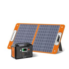 200W Portable Power Station, FlashFish 40800mAh Solar Generator with 110V AC Outlet/2 DC Ports/3 USB Ports, USB-C/QC3.0 for Phones, Tablets On Ca (Option: 151wh solar generator + 60W solar panel)