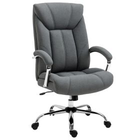 High Back Swivel Home Office Chair Task Ergonomic Linen Fabric Computer Chair, with Arm, Adjustable Height, Grey (Option: Grey)