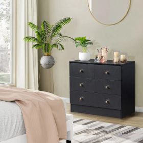 [] Modern Simple 4-Drawer Dresser Black (Option: As picture)