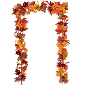 Fall Maple Leaf Garland 2 Units, 5.9 Ft Artificial Autumn Foliage Vines In 7 Colors For Home, Fireplace, Wedding And Party Decor (Option: MULTI)