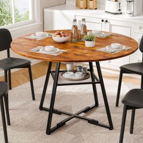 Round table, suitable for 4 to 6 people, a space-saving kitchen table with double-layer storage function, metal base frame (Option: Retro Wood/47IN)