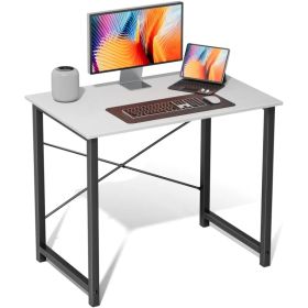 Computer Desk for Home Office, Modern Study Work Table Simple Style for Bedroom, Writing Desks with X-Shaped Reinforcement (Option: white/31IN)