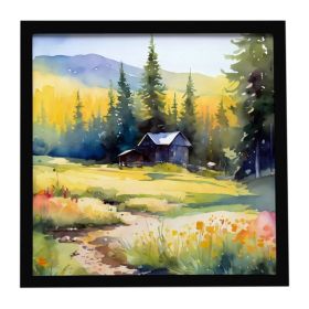 Montana Bitterroot in Watercolor Framed Metal Print Bathroom, Kitchen, Office, Home Decor Wall Art Ready to Hang, Square, 8X8 (Option: Default)