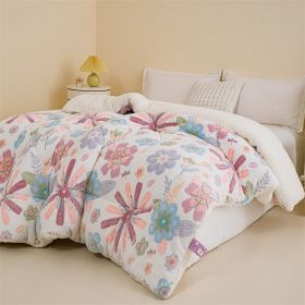 1PC Sherpa Comforter, Double Sided Warm Fluffy Bedding Comforter, Thick Soft Comforter For Bedroom All Season (Option: 104x90 inch)