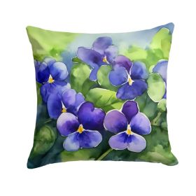 Rhode Island Violets in Watercolor Throw Pillow Machine Washable, Indoor Outdoor Decorative Pillow for Couch, Bed or Patio, 18Hx18W (Option: Default)