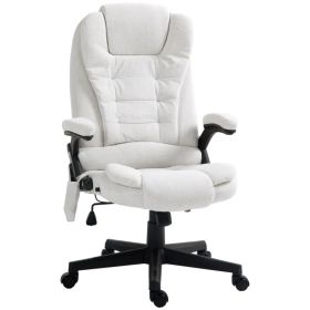 Reclining Massage Office Chair, Executive Office Chair with High Back, Swivel Wheels, White (Option: White)