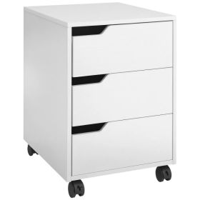3 Drawer File Cabinet, Mobile Vertical Filing Cabinet with Wheels, Printer Stand with Storage for Home Office, White (Option: White)