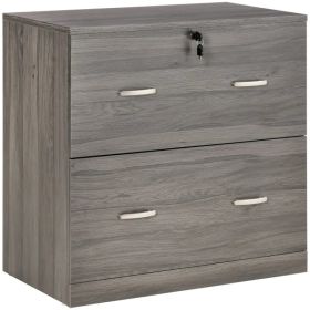 2 Drawer File Cabinet with Lock, Office Filing Cabinet, Hanging Bar for Letter Size, Home Office, Grey (Option: Grey)
