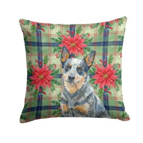Blue Heeler Australian Cattle Dog Christmas PoinsettIas Throw Pillow Decorative Indoor Outdoor Accent Cushion for Couch, Bed or Patio, 14Hx14W (Option: Default)