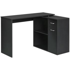 180° Rotating Home Office Corner Desk Storage Shelf Cabinet Black (Option: Black)
