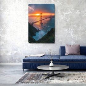 Vintage Golden Gate Bridge Metal Tin Sign, San Francisco Sunset Wall Art 8x12 (Option: Tin)