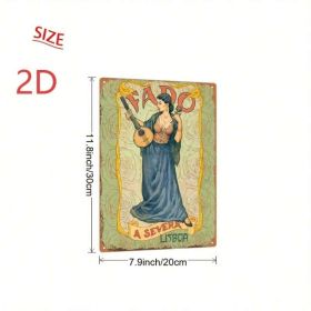 Retro Tin Metal Sign 2D Flat Vintage Wall Art, Fado Seville Lisbon Girl Decor (Option: Tin)