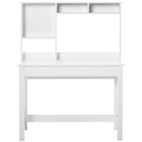 Computer Desk with Hutch, Home Office Study Table with Storage for Writing, Work, Workstation, White (Option: White)