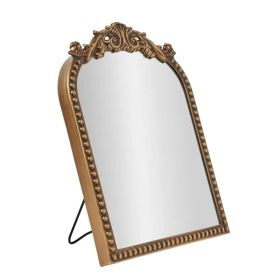 9.75" x 12" Gold Filigree Arch Tabletop Mirror with Adjustable Stand (Option: default title)