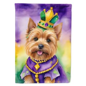 Norwich Terrier King of Mardi Gras House Flag Large Porch Sleeve Pole Decorative Outside Yard Banner Artwork Wall Hanging, Polyester, House Size, (Option: Default)