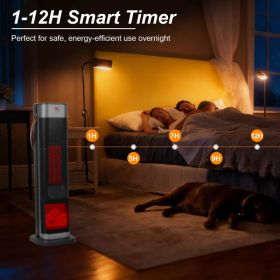 Portable 1500W Space Heater with Fireplace,90° Oscillating PTC Ceramic, Adjustable Thermostat Tower Heater,Overheating and Tip-Over Protection Fa (Option: as pic)