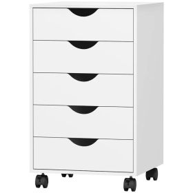 File Cabinet with 5 Drawer Wheels, 15.7" x 15.7" x 26.4", White (Option: White)