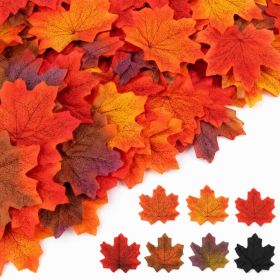 350PCS Artificial Fall Maple Leaves, Autumn Loose Leaf (Option: MULTI)
