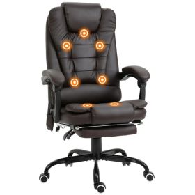 7-Point Vibrating Massage Chair, Reclining Office Chair with Footrest, Reclining Back, Adjustable Height, Brown (Option: Brown)