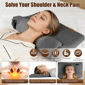 Heated Neck Massager Pillow with 3 Heat Settings (98.6°F-131°F) & 3 Vibration Modes, Contoured Memory Foam Neck Support for Home Office Travel (Option: default title)