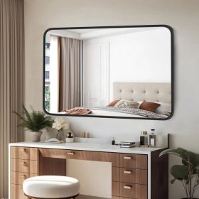 Large Rectangle Vanity Framed Mirror for Wall Matte Metal Framed 30x40 Inch Modern Mirror Tempered Glass For Living Room (Option: 22X30IN)