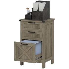 Vertical Filing Cabinet with 3 Drawers, Rustic Farmhouse Office Storage Cabinet for A4, Letter Size, Grey Wash (Option: Grey Wash)