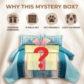 Surprise Room Makeover! 9-Piece Mystery Bedding & Curtain Bundle, Choose Your Size - Random Color/Pattern Quilted Bedspread Set with Light Filter (Option: Surprise-QUEEN)