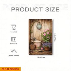 1pc Vintage Roses Wall Art, Farmhouse Minimalist Toilet Sign Bathroom (Option: Tin)